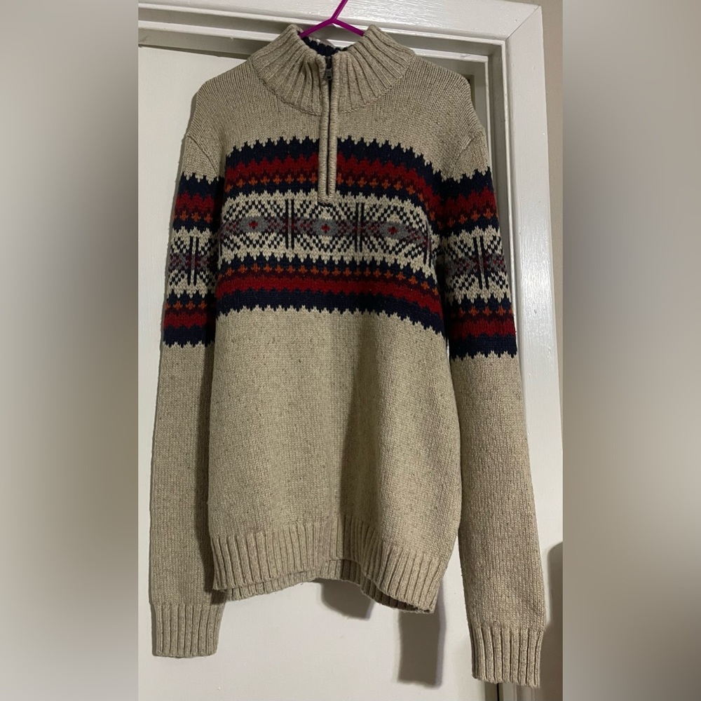 Tommy Hilfiger Size Large Quarter Zip Wool Blend Sweater
